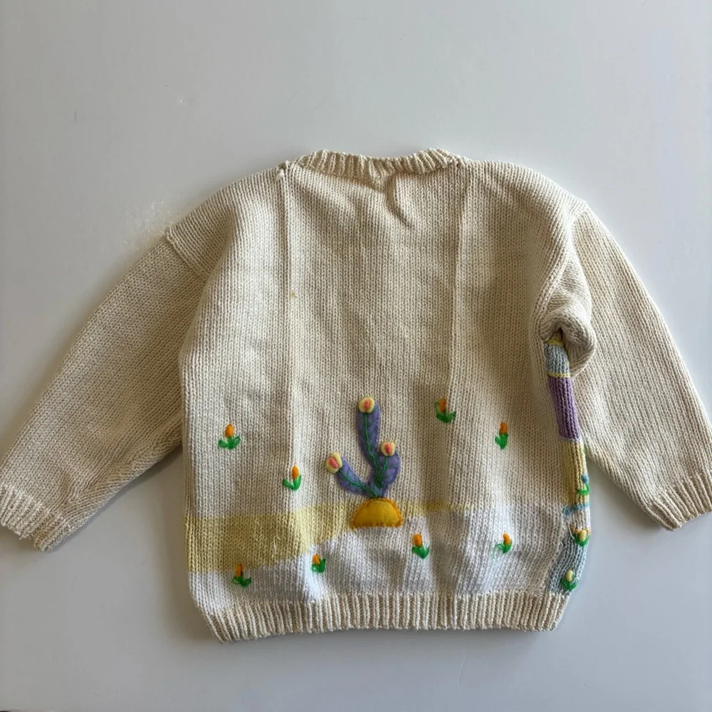 BN1 Cottagecore Handmade Colorful Animal Embroidered Cardigan‎ Girls